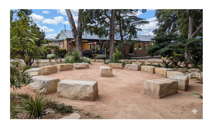 Yarning circle located in the front playground