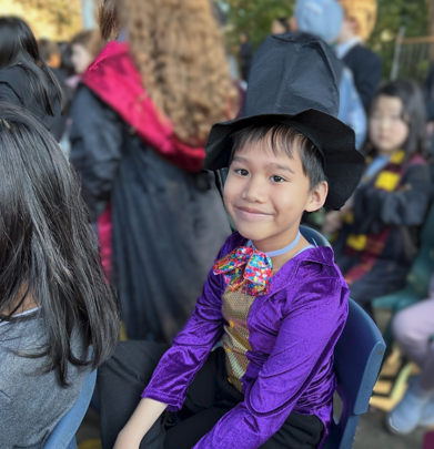 Student wearing a character costume