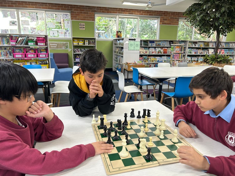 Students playing chess